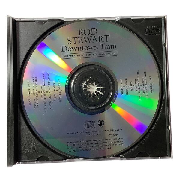 Vintage 1989 Music CD, Rod Stewart, Downtown Train, Pop CD, EUC - Picture 1 of 2